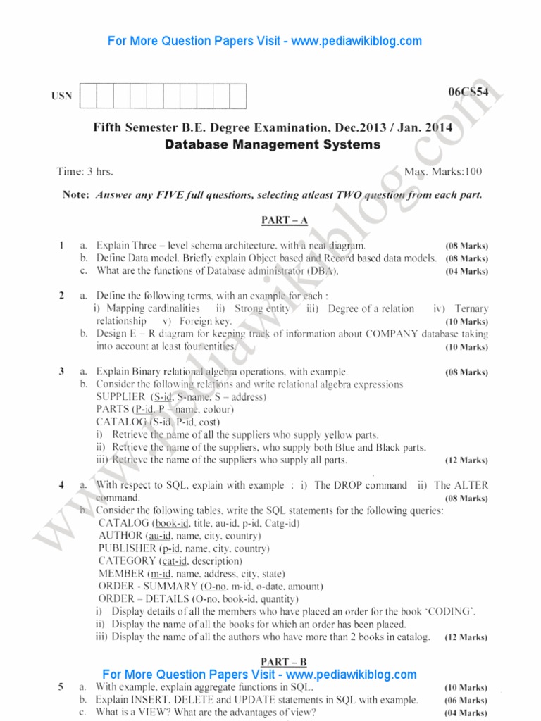 Database Management Systems Jan 2014 | PDF | Data Model | Sql