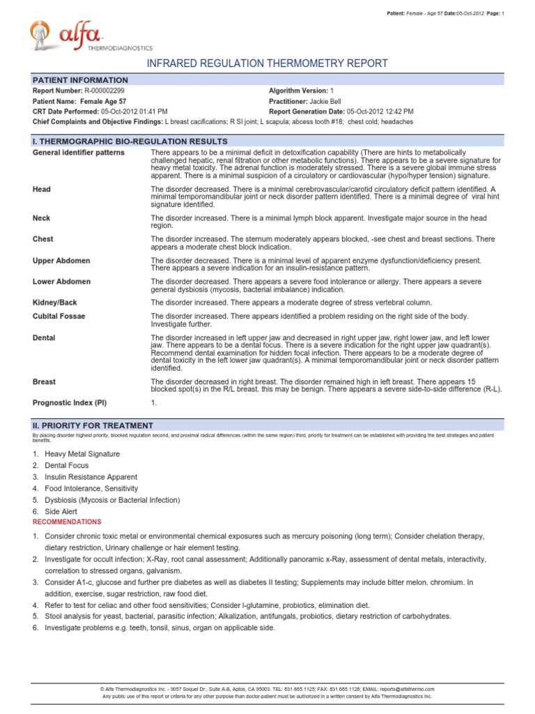 Female Report Sample - Age 57 - New 7 Page | PDF | Breast Cancer | Food ...