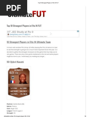 top 10 strongest players in fifa 14 fut association football association football clubs scribd