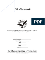 SBIT Summer Training Project Report Template For BBA Students 1.0