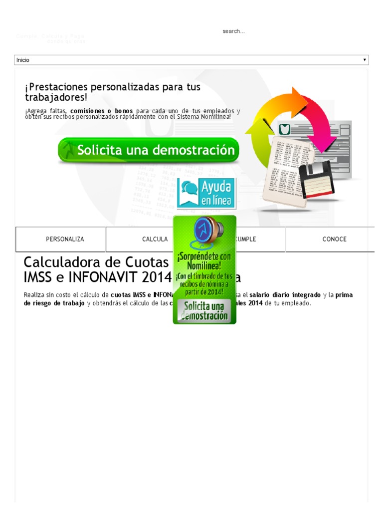 Calculadora Cuotas IMSS e INFONAVIT 2014 | PDF | Finanzas y dinero