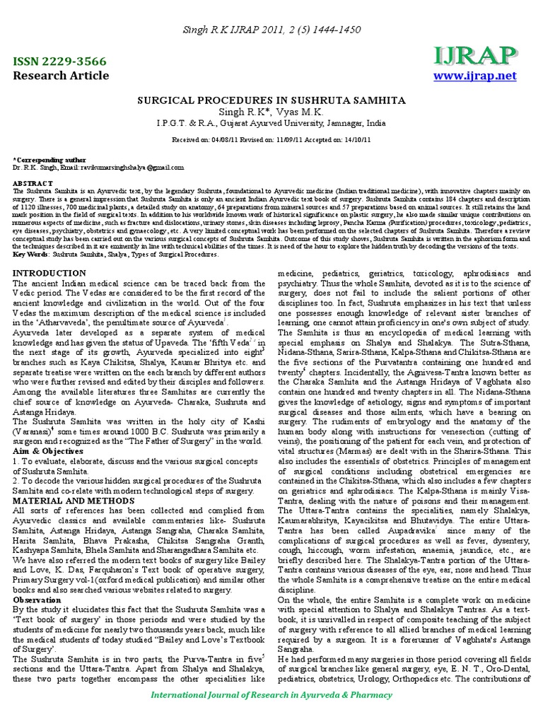 Surgical procedures in Ayurveda Ayurveda Surgical Suture