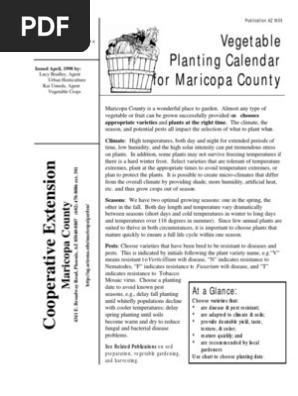 Vegetable Planting Calendar For Maricopa County: at A Glance | PDF |  Vegetables | Plants