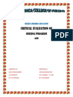 Critical Evaluation of Nursing Programme