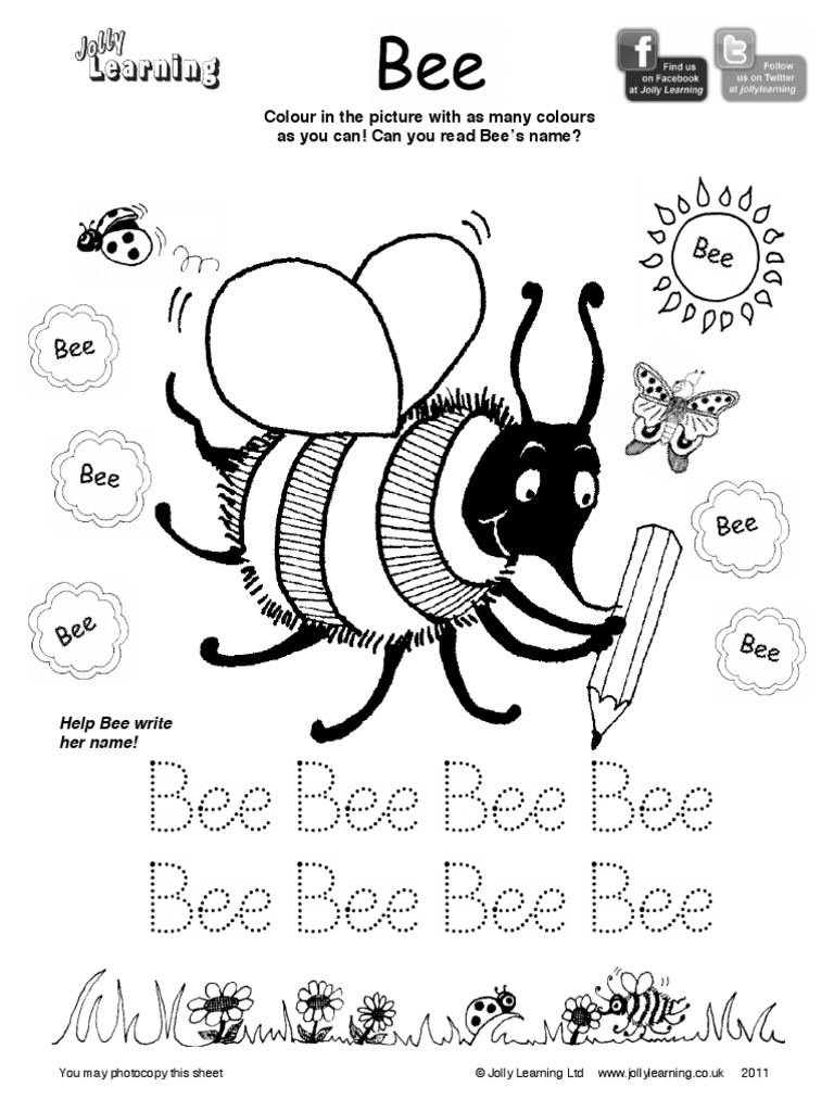 Jolly Phonics Bee Colouring Sheet | PDF