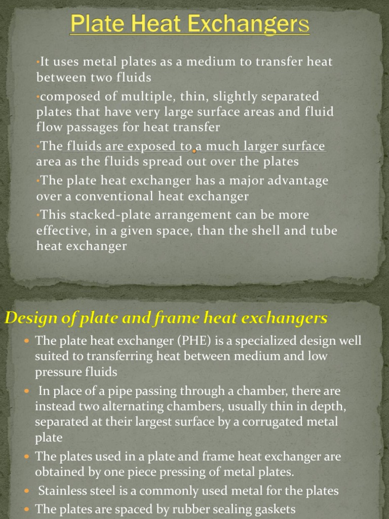 Plate Heat Exchangers Slide | PDF | Heat Exchanger | Physical Chemistry