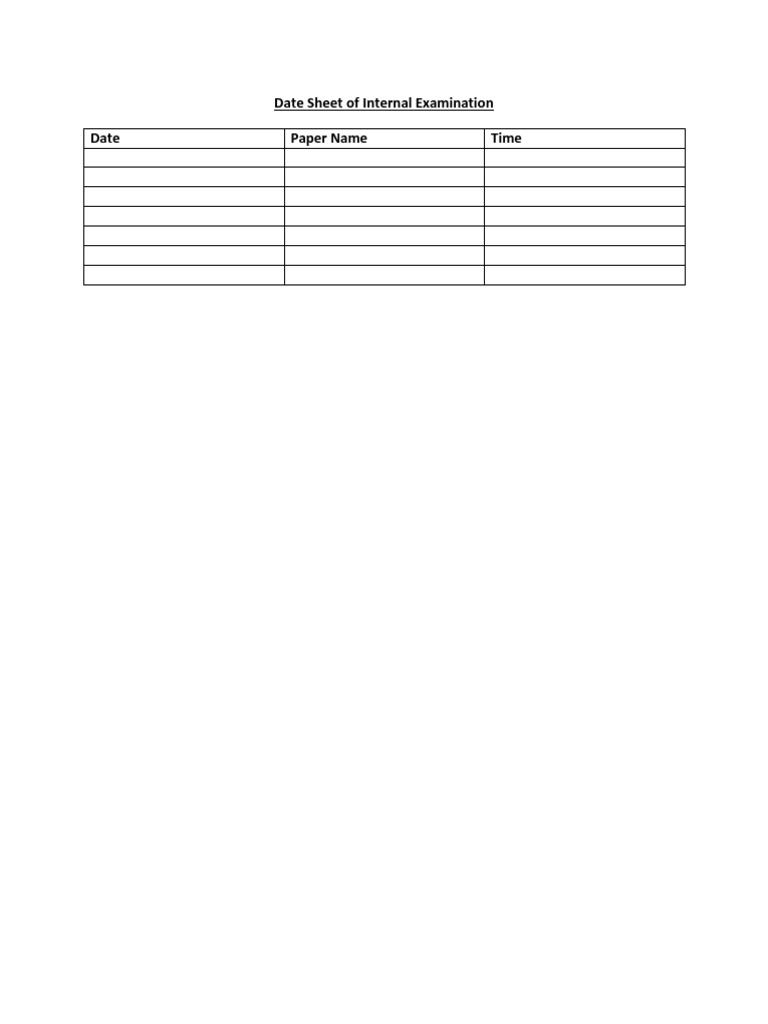 Date Sheet of Internal Examination | PDF