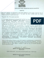 Inhabilidad de 20 años de Procuraduría a Juan Carlos Martínez 