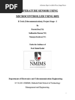 Temperature Sensor Using Microcontroller Using 8051: B Tech (Telecommunication), Project Stage - I