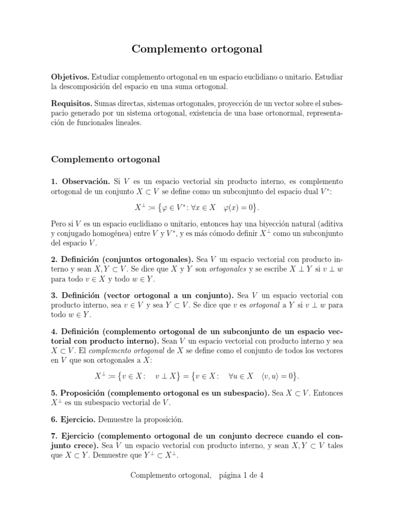 Orthogonal Complement Es | PDF | Espacio vectorial | Ortogonalidad