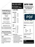 North Queensland Open Chess Championship 2014: Entry Form