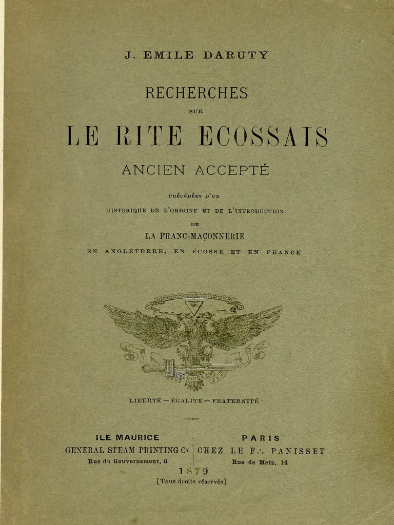 Le Rite Ecossais Franc Maçonnerie Moralité - 