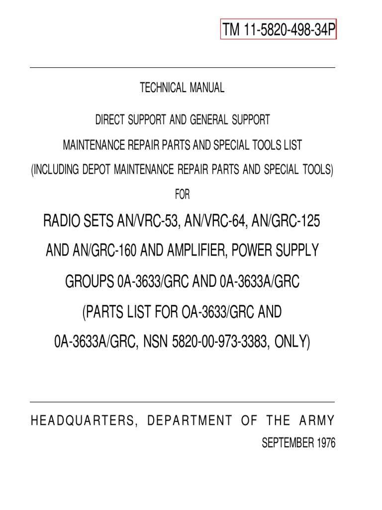 TM 11-5820-498-34P - Radio - Sets - AN - VRC-53 - 64 - 125 - 160 - 1976 ...