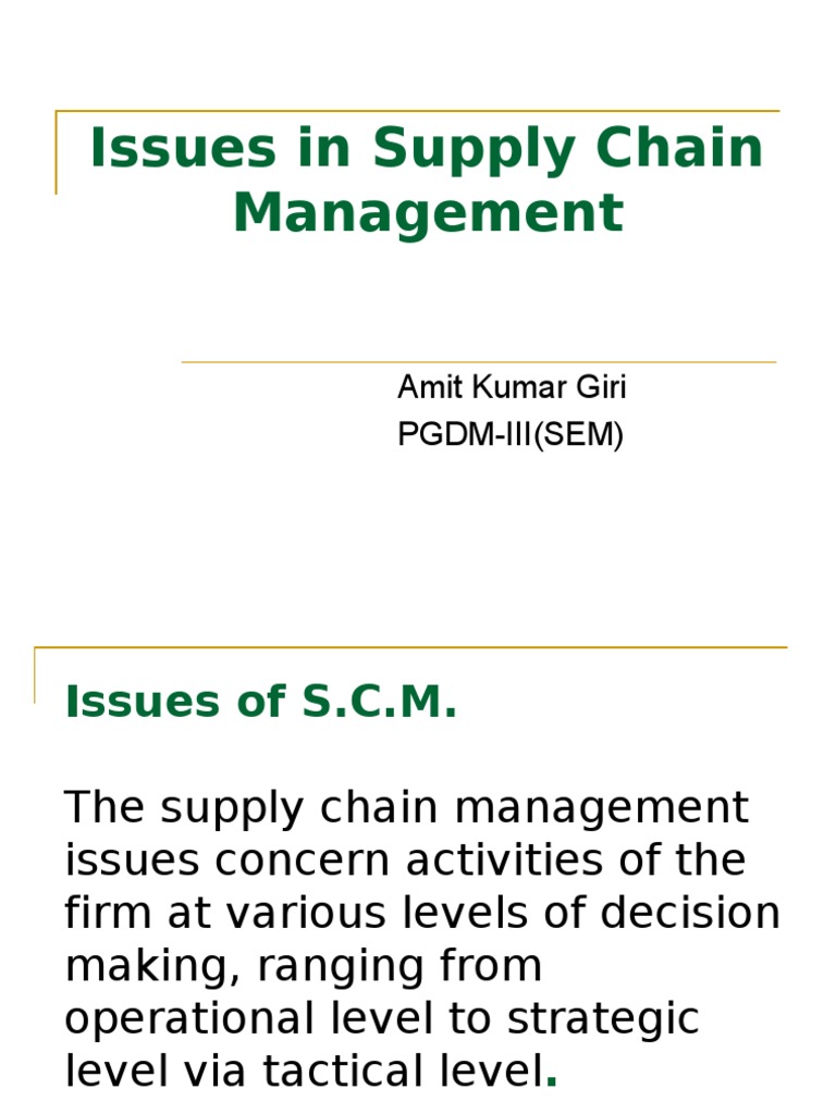 Key Issues in Supply Chain Management | PDF | Strategic Management |  Inventory