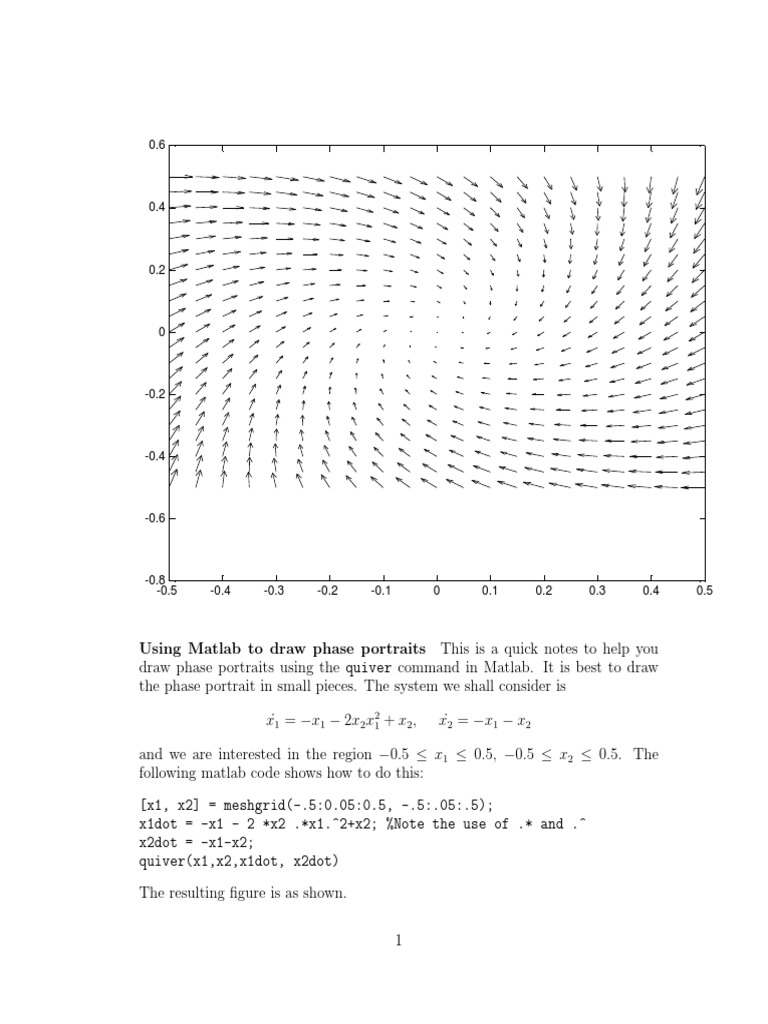 Drawing Phase Portraits in Matlab | PDF