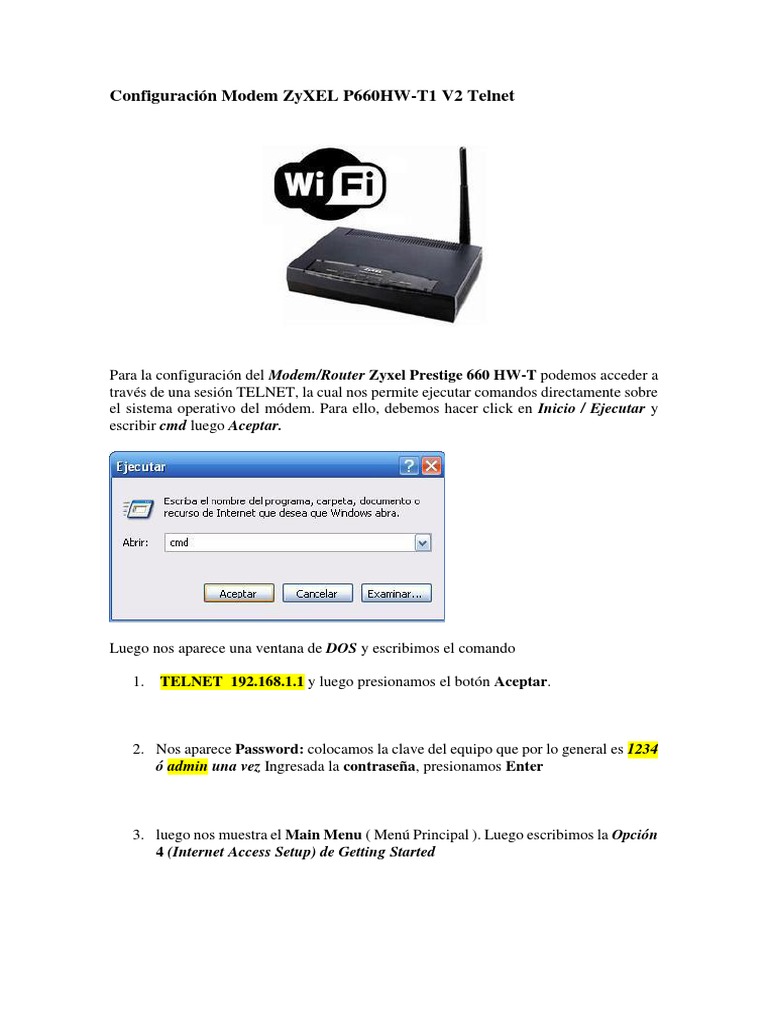 Configuración del Modem ZyXEL P660HW-T1 | PDF | Módem | Contraseña