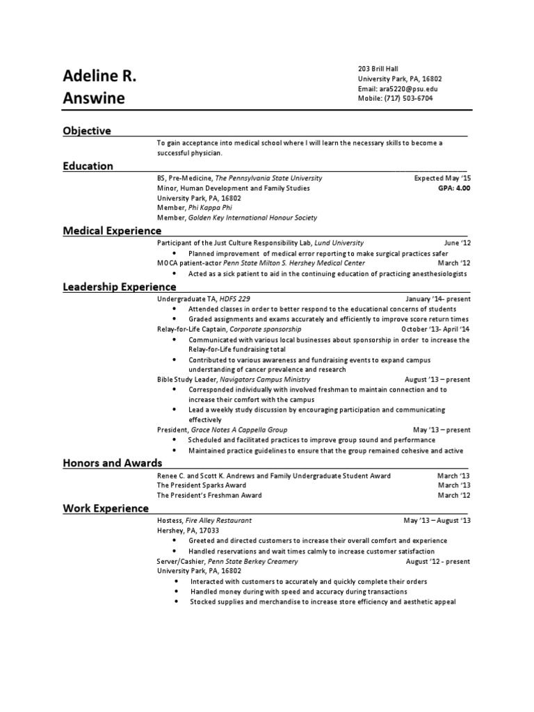 penn state business resume template