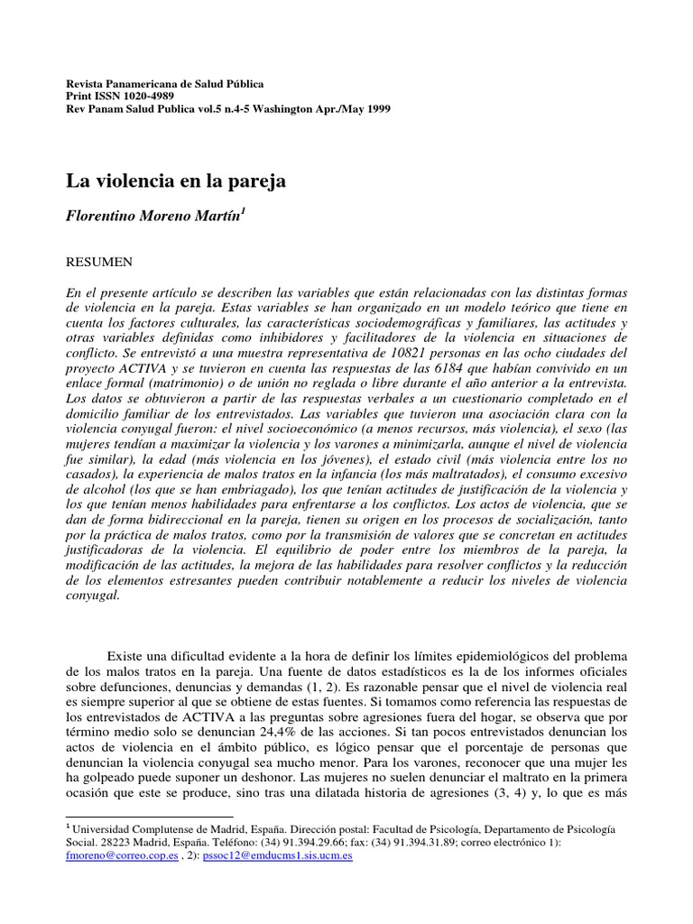 Variables de la violencia en la pareja | PDF | Violencia doméstica ...