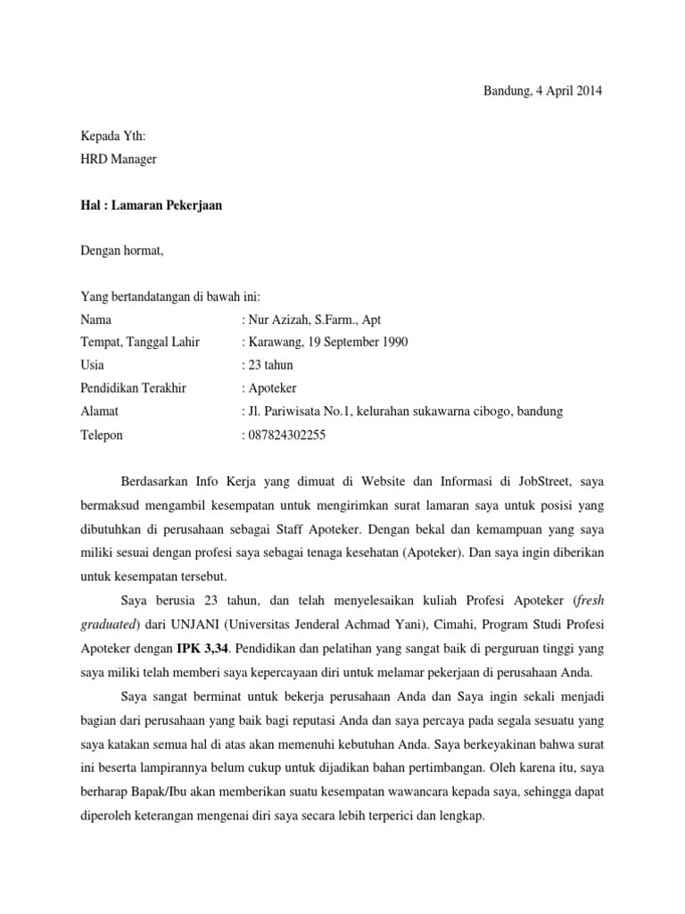 Contoh Cv Anak Farmasi - Contoh CV Menarik