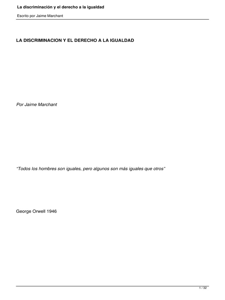 Discriminación y Derecho a la Igualdad | PDF | Igualitarismo ...