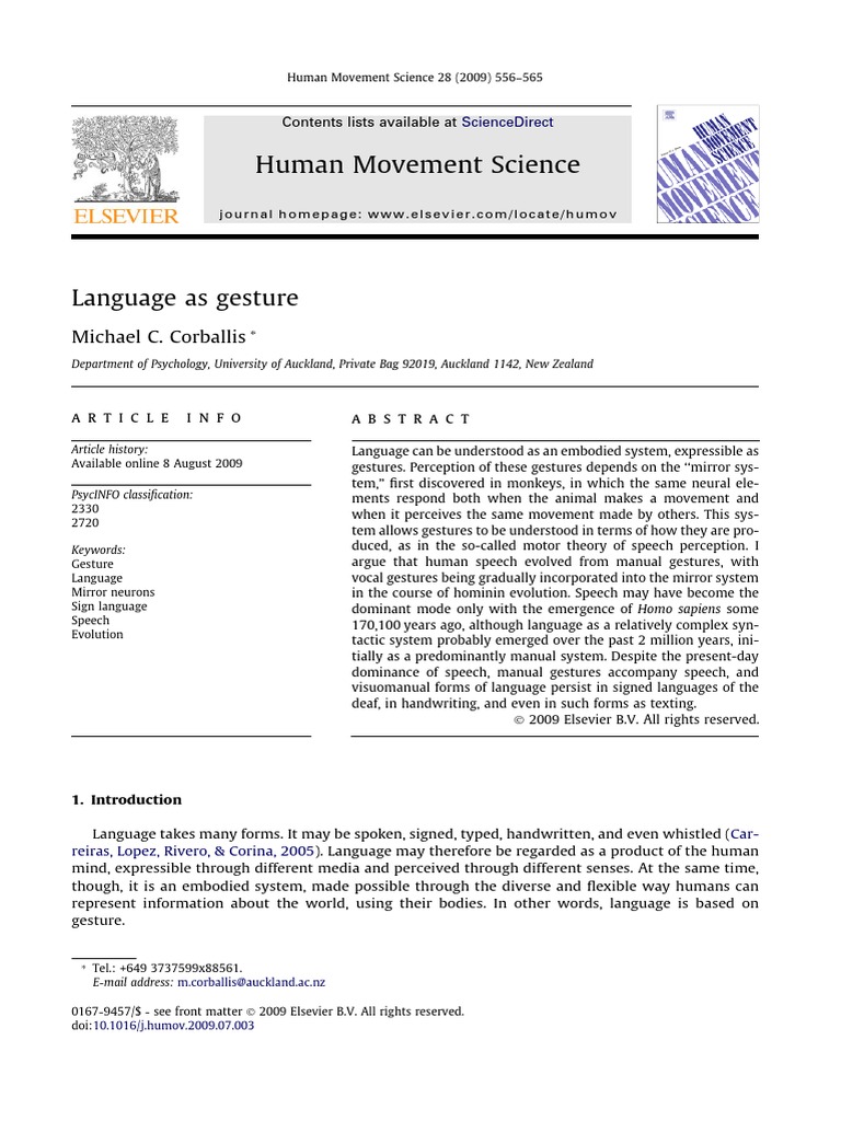 Gesture and the Evolution of Language | PDF | Gesture | Homo