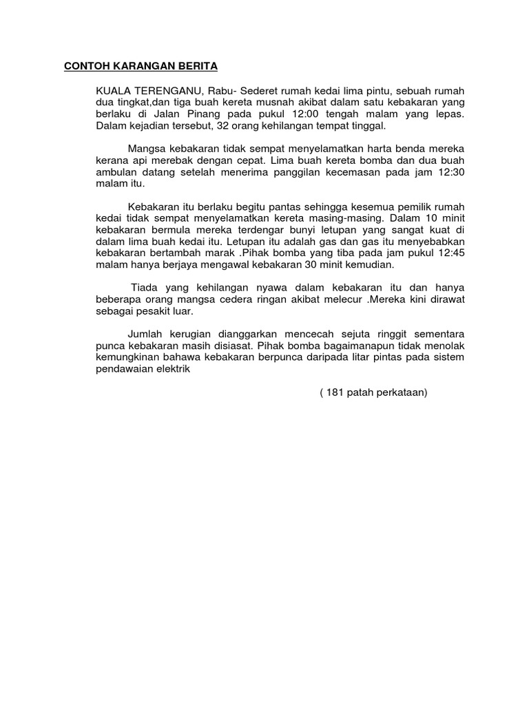 Contoh Berita Upsr - Belajar Pengetahuan Online