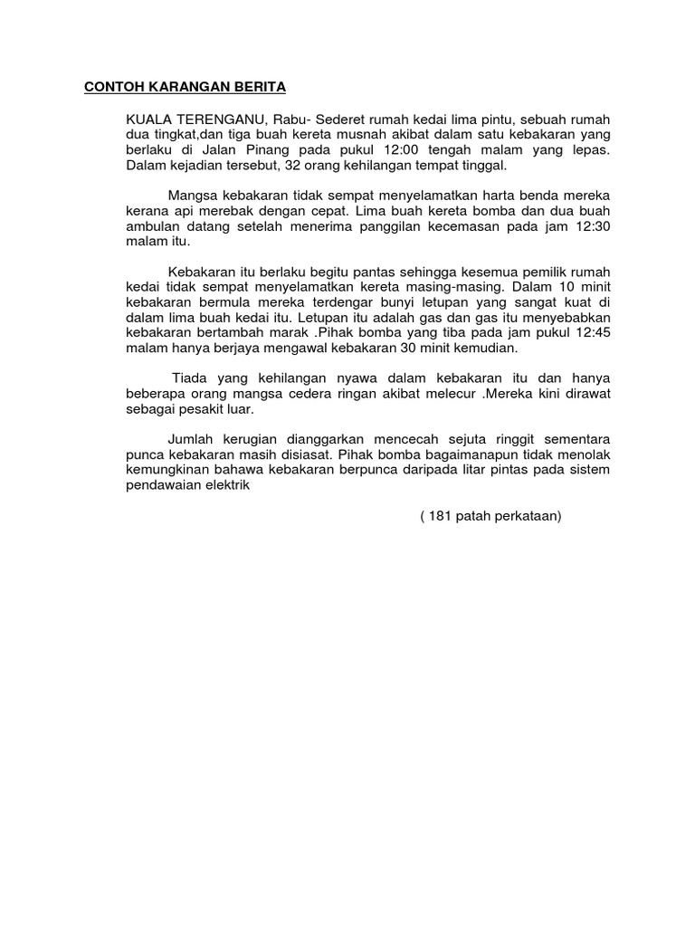 Contoh Karangan Tidak Berformat Pt3  malaysrac