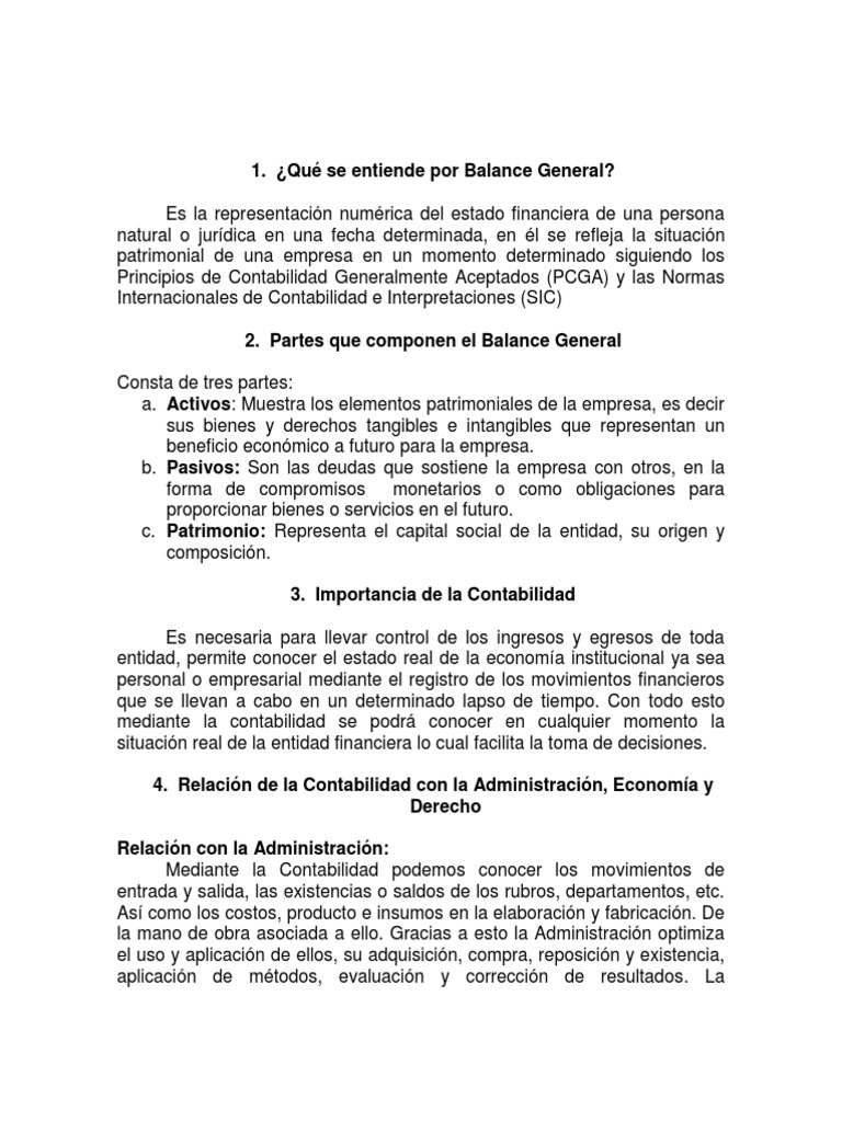 Definición y Partes del Balance General | PDF | Contabilidad | Hoja de ...