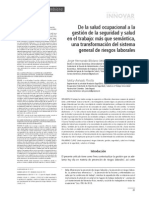 De La Salud Ocupacional a La Gestion de La SST