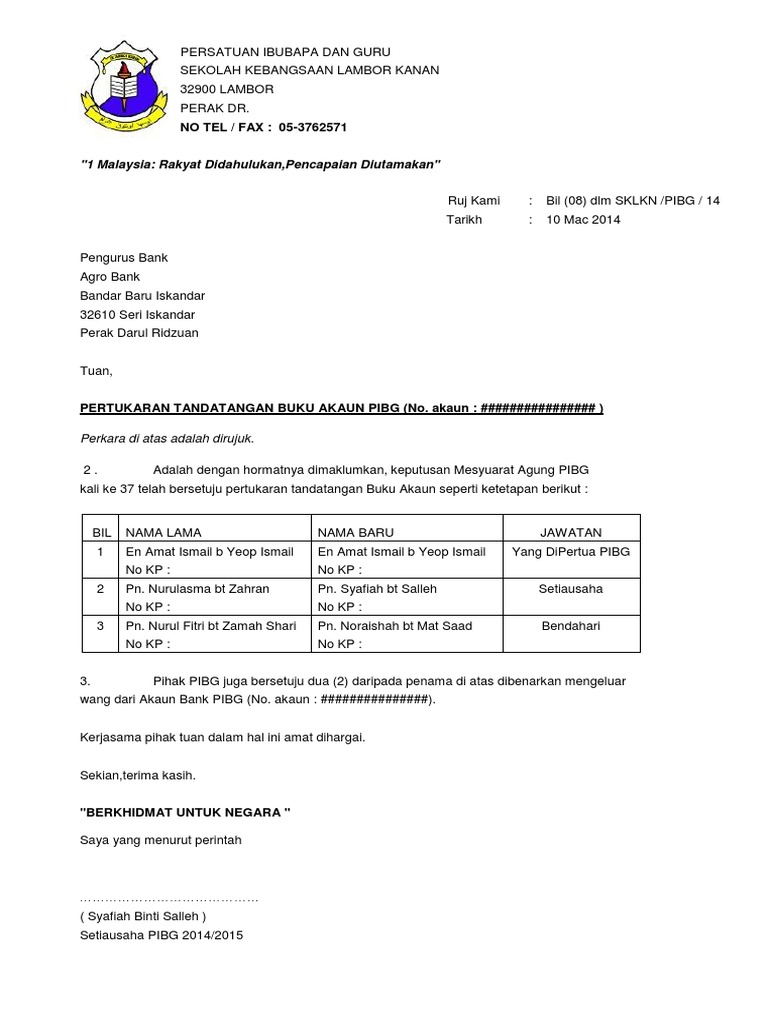 Contoh Borang Untuk Tandatangan Surat Sokong