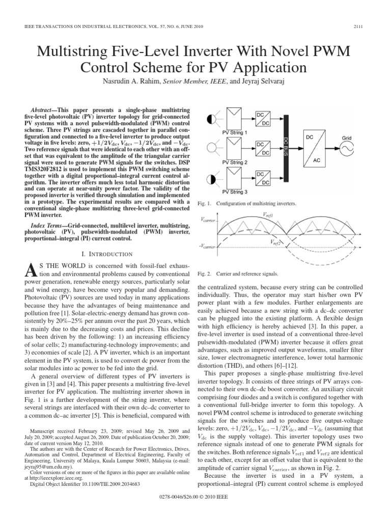 Multistring Five-Level Inverter With Novel PWM | PDF | Power Inverter ...