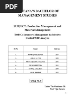 Chetana'S Bachelor of Management Studies: SUBJECT: Production Management and Material Management