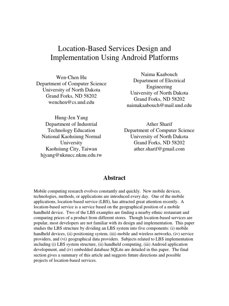 Location-Based Services Design and Implementation Using Android ...