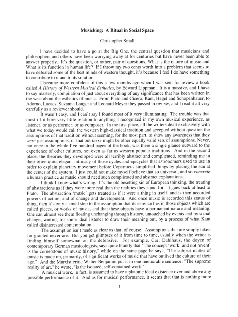 Christopher Small Musicking (Article) | PDF