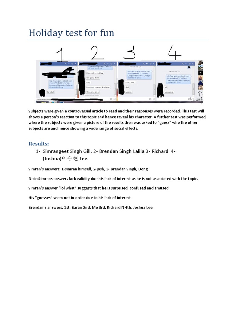 Holiday Test For Fun | PDF