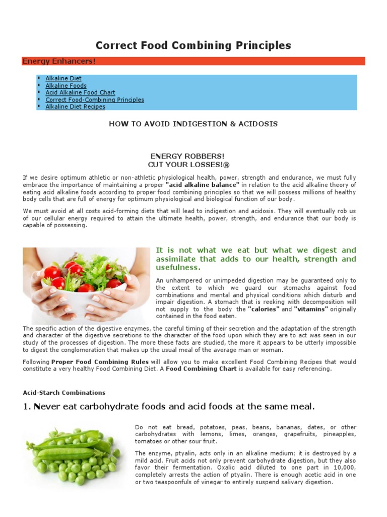 Correct Food Combining Principles Digestion Stomach