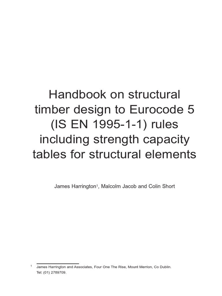 Handbook On Structural Timber Design To Eurocode 5 (Is en 1955-1-1) | PDF