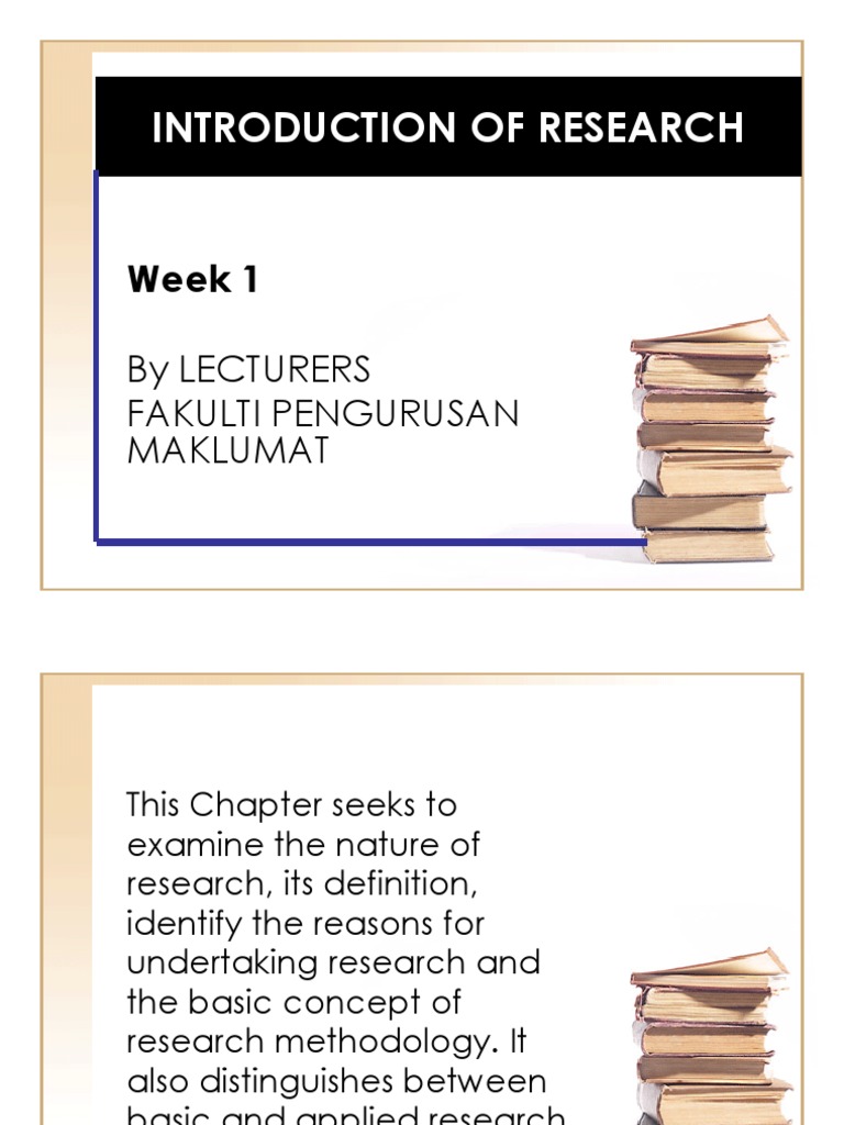 WEEK 1 - Introduction To Research IMC651 | PDF | Basic Research ...