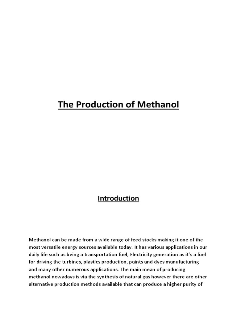 Methanol Production Methods Overview | PDF | Methanol | Natural Gas