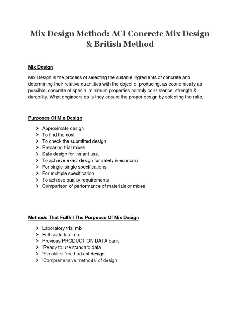 Mix Design Method | PDF | Ratio | Strength Of Materials
