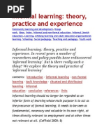 Informal Learning: Theory, Practice and Experience: Contents