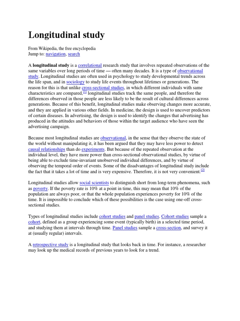 Longitudinal Study: From Wikipedia, The Free Encyclopedia | PDF ...