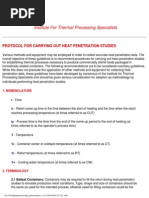 Institute For Thermal Processing Specialists: Protocol For Carrying Out Heat Penetration Studies