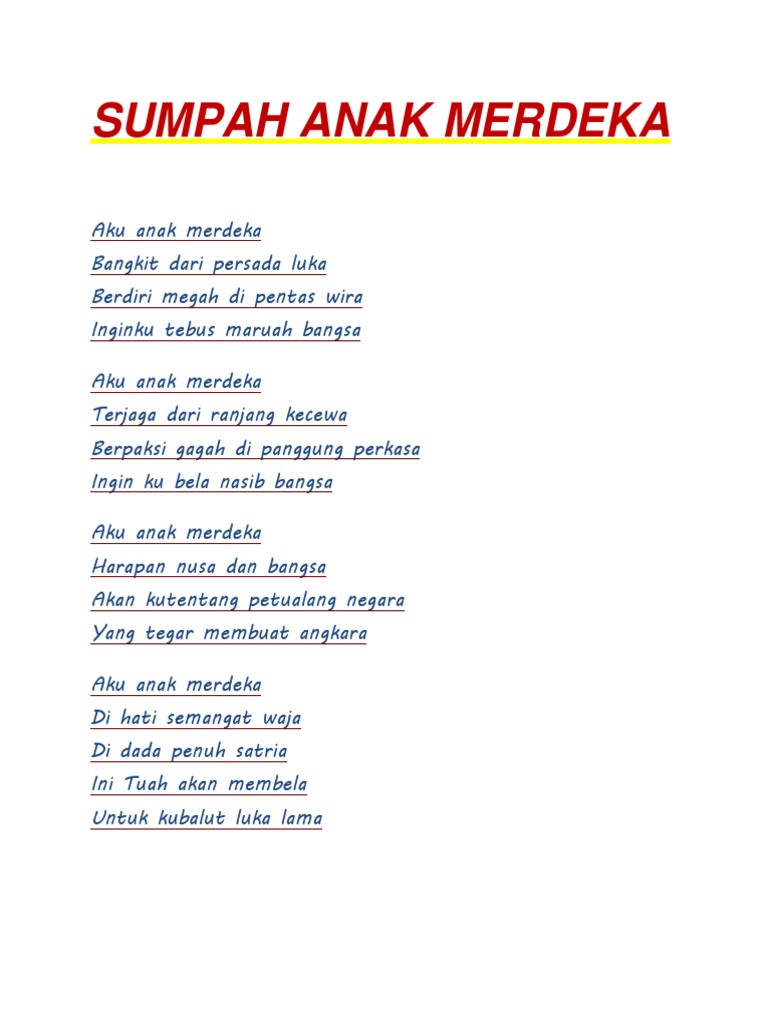 Sumpah Anak Merdeka Pdf