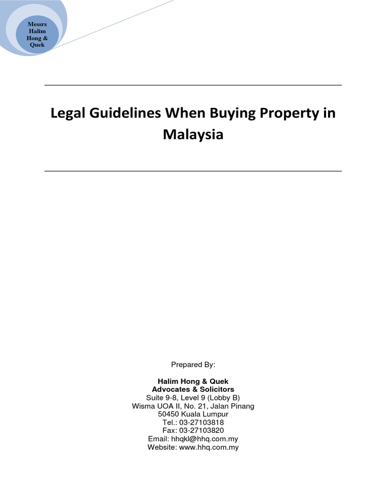 Legal Guidelines When Buying Property in Malaysia PDF Economies