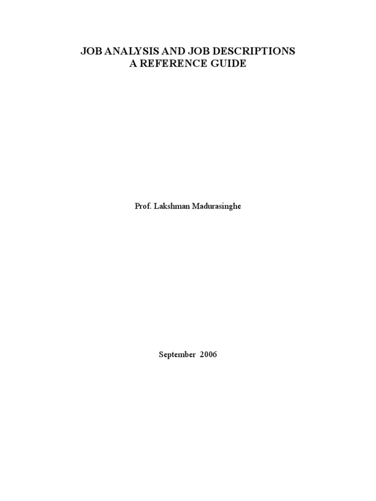 Job Descriptions Manual Employment Evaluation