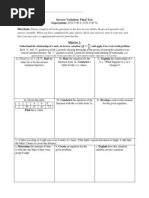 inverse variation summative assessment