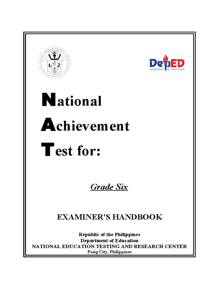 Grade 6 National Achievement Test Handbook | PDF | Schools