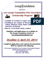 2014 Flyer Post Secondary Scholarship