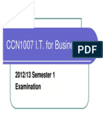 CCN1007 Examination Common Information 2012 - 13 Sem1